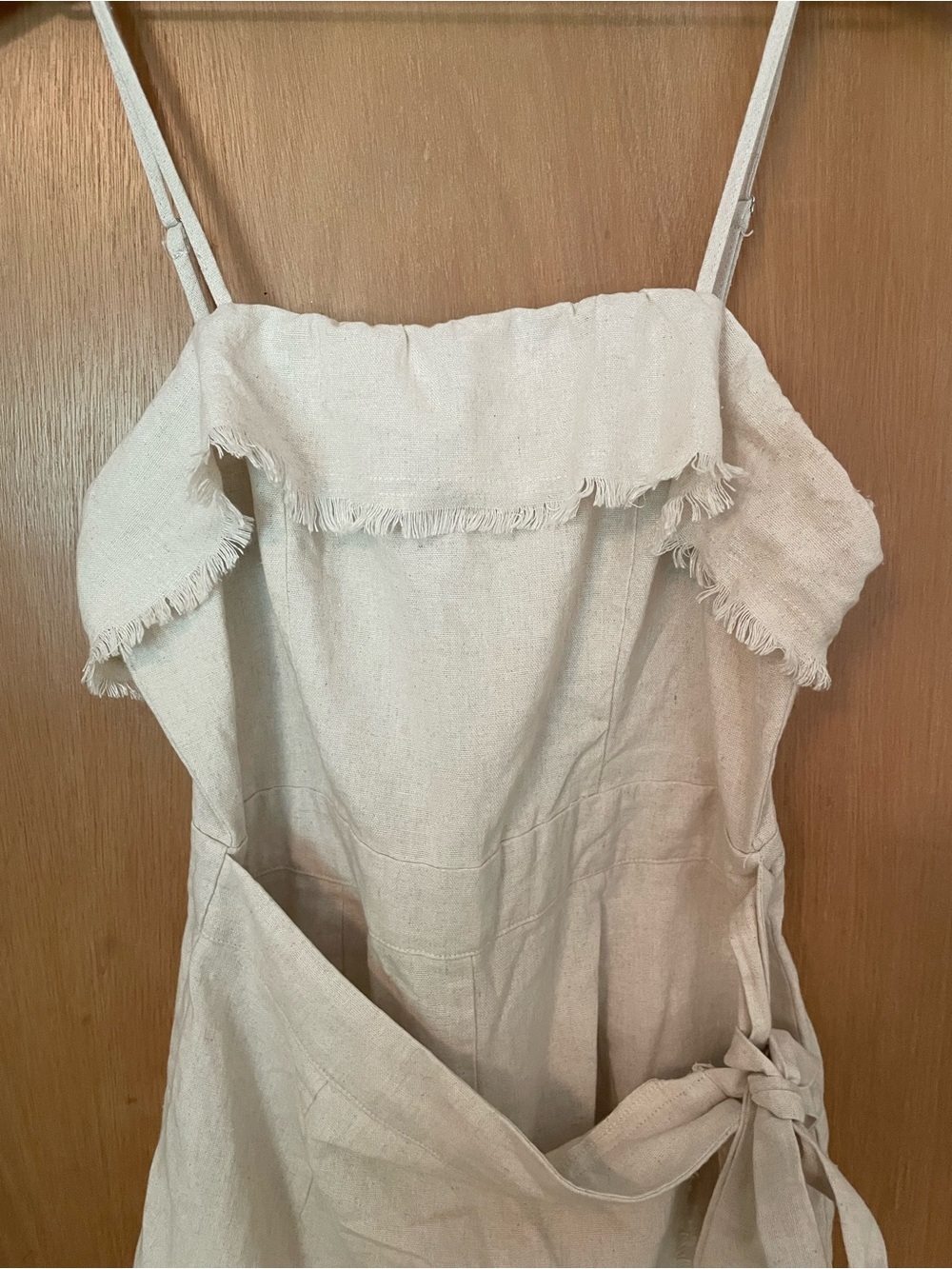 Natural Linen Jumper Romper with Skirt Tie Size S/M. - Picture 2 of 11